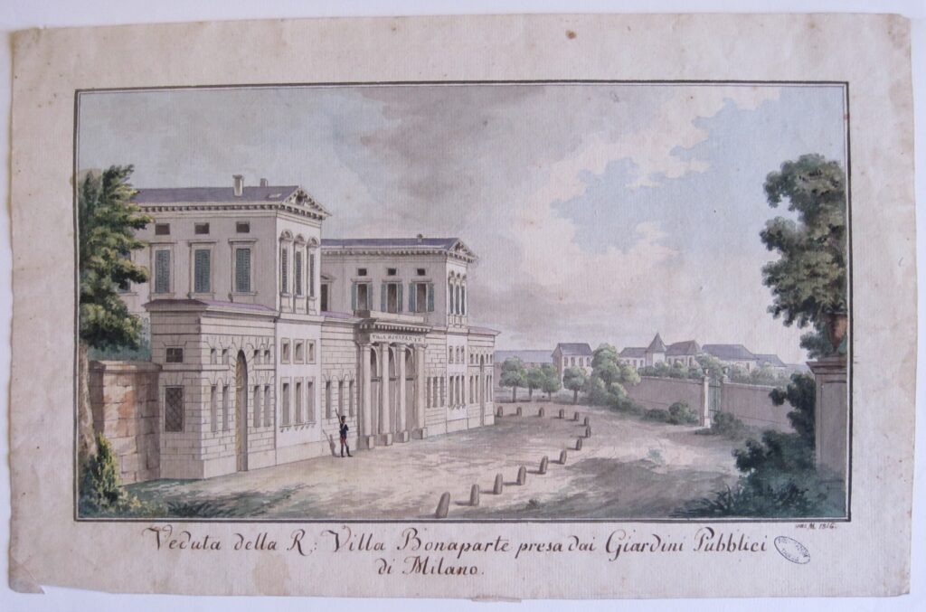 Vue de la villa Bonaparte prise depuis les jardins publics de Milan